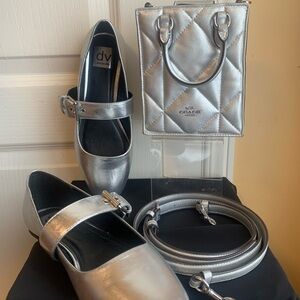 Coach mini tote Silver bag /Dolce Vita shoes 8 combo bundle